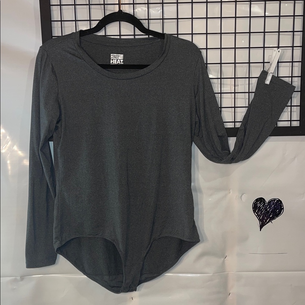 32 Degrees Charcoal Long Sleeve Bodysuit